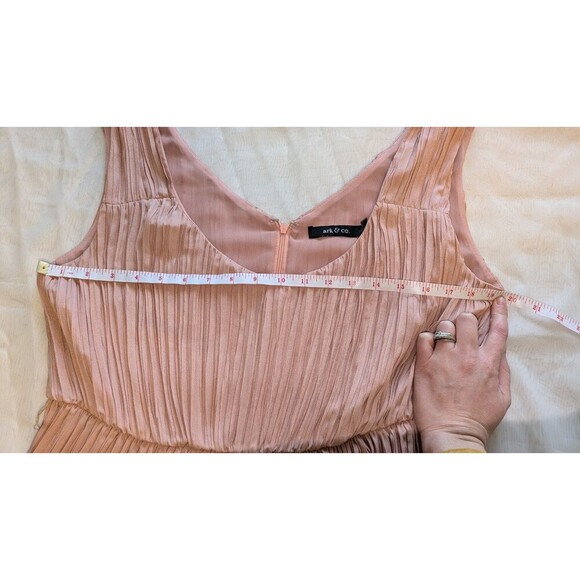 Anthropologie Ark & Co Women Large Cocktail Dress Pink Pleated A-Line Sleeveless - Picture 10 of 12